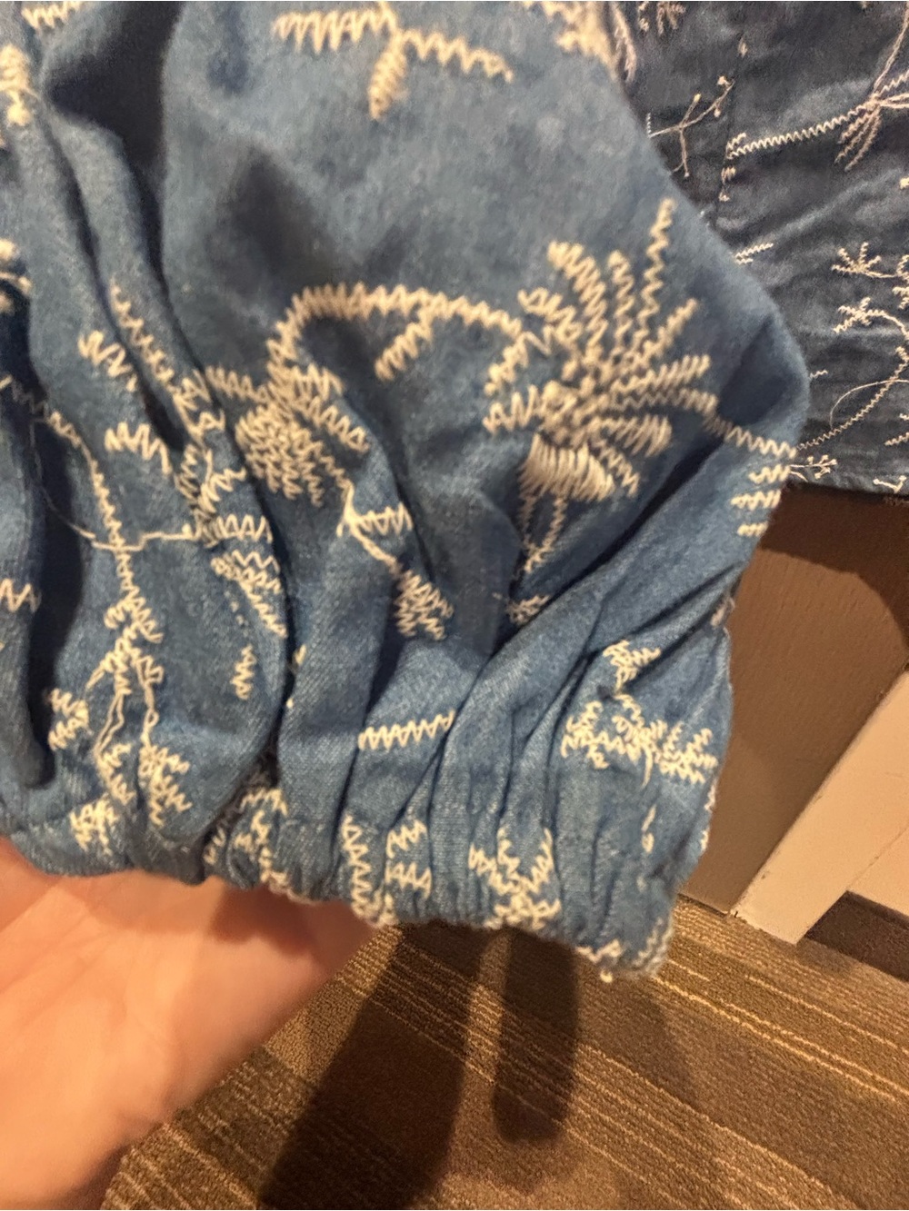 TRUTH Blue Puff-Sleeve Embroidered Blouse - Picture 5 of 6